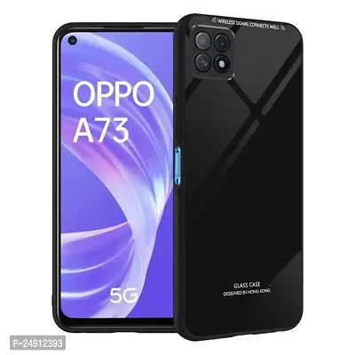 Imperium Toughened Glossy Hybrid Back Case for Oppo A73 (Tempered Glass Back Panel + TPU Frame) Compatible for Oppo A73 - Black