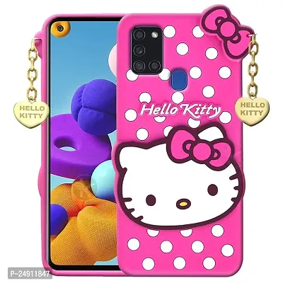 Imperium 3D Hello Kitty Soft Rubber-Silicon Back Cover for Samsung Galaxy A21s