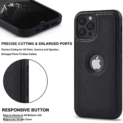 Imperium Leatherette Back Case for Apple iPhone 12 Pro (with Logo Cut) Compatible for Apple iPhone 12 Pro - Black-thumb3