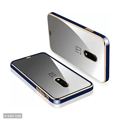 Imperium Chrome Plated Transparent Silicone Back Cover for OnePlus 7 (Blue).