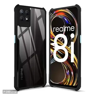 Imperium Realme 8i Shockproof Bumper Crystal Clear Back Cover | 360 Degree Protection TPU+PC | Camera Protection | Acrylic Transparent Back Cover for Realme 8i - Black.-thumb0