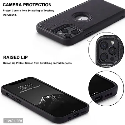 Imperium Leatherette Back Case for Apple iPhone 13 Pro (with Logo Cut) Compatible for Apple iPhone 13 Pro - Black-thumb4