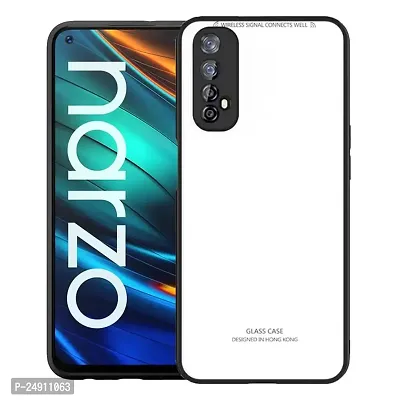 Imperium Toughened Glossy Hybrid Back Case for Realme Narzo 20 Pro (Tempered Glass Back Panel + TPU Frame) Compatible for Realme Narzo 20 Pro - White