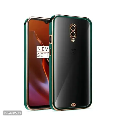 Imperium Chrome Plated Transparent Silicone Back Cover for OnePlus 6T (Green).