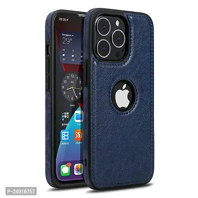 Imperium Leatherette Back Case for Apple iPhone 13 Pro Max (with Logo Cut) Compatible for Apple iPhone 13 Pro Max - Blue-thumb0