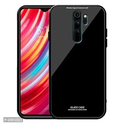 Imperium Toughened Glossy Hybrid Back Case for Redmi Note 8 Pro (Tempered Glass Back Panel + TPU Frame) Compatible for Redmi Note 8 Pro - Black.-thumb0