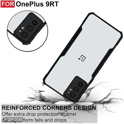 Imperium OnePlus 9RT Shockproof Bumper Crystal Clear Back Cover | 360 Degree Protection TPU+PC | Camera Protection | Acrylic Transparent Back Cover for OnePlus 9RT (Black)-thumb2