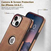 Imperium Leatherette Back Case for Apple iPhone 14 (with Logo Cut) Compatible for Apple iPhone 14 - Brown-thumb1