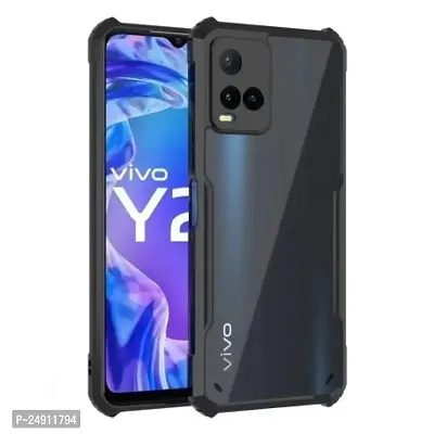 Imperium Vivo Y21T Shockproof Bumper Crystal Clear Back Cover | 360 Degree Protection TPU+PC | Camera Protection | Acrylic Transparent Back Cover for Vivo Y21T- Black.-thumb0