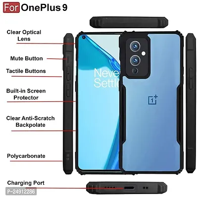 Imperium OnePlus 9 Shockproof Bumper Crystal Clear Back Cover | 360 Degree Protection TPU+PC | Camera Protection | Acrylic Transparent Back Cover for OnePlus 9 (Black)-thumb3