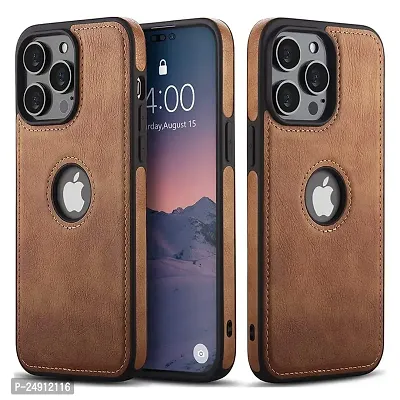 Imperium Leatherette Back Case for Apple iPhone 14 Pro (with Logo Cut) Compatible for Apple iPhone 14 Pro - Brown