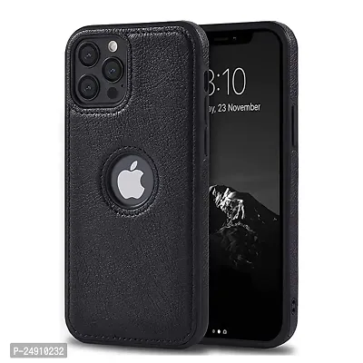 Imperium Leatherette Back Case for Apple iPhone 12 Pro (with Logo Cut) Compatible for Apple iPhone 12 Pro - Black-thumb0