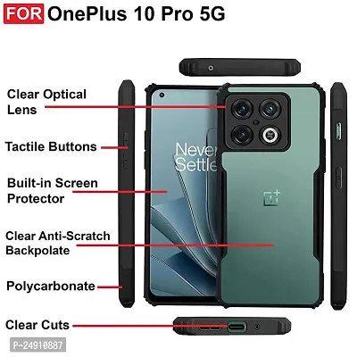 Imperium OnePlus 10 Pro Shockproof Bumper Crystal Clear Back Cover | 360 Degree Protection TPU+PC | Camera Protection | Acrylic Transparent Back Cover for OnePlus 10 Pro (Black)-thumb3