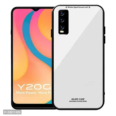 Imperium Toughened Glossy Hybrid Back Case for Vivo Y20G (Tempered Glass Back Panel + TPU Frame) Compatible for Vivo Y20G - White.