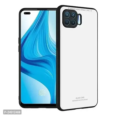 Imperium Toughened Glossy Hybrid Back Case for Oppo F17 Pro (Tempered Glass Back Panel + TPU Frame) Compatible for Oppo F17 Pro - White