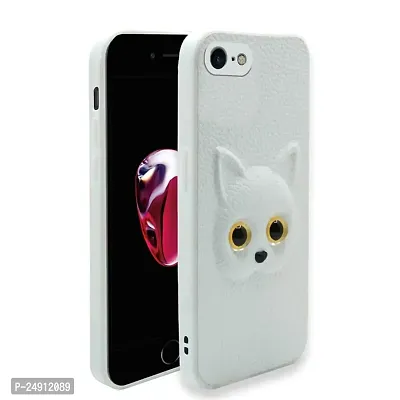 Imperium 3D Cat (Faux Leather Finish) Case Cover for Apple iPhone 8 (White)