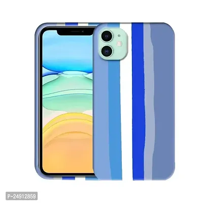 Imperium Ultra Slim Soft Silicon Anti-Slip Shockproof Protective Rainbow Pattern Cover for Apple iPhone 11 (Blue)-thumb0
