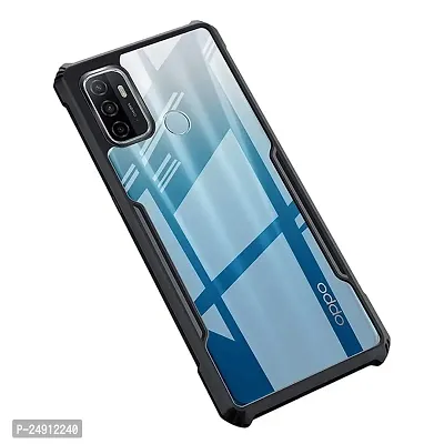 Imperium Oppo A53 Shockproof Bumper Crystal Clear Back Cover | 360 Degree Protection TPU+PC | Camera Protection | Acrylic Transparent Back Cover for Oppo A53 - Black.-thumb0