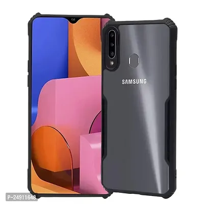 Imperium Samsung Galaxy A20s Shockproof Bumper Crystal Clear Back Cover | 360 Degree Protection TPU+PC | Camera Protection | Acrylic Transparent Back Cover for Samsung Galaxy A20s- Black.