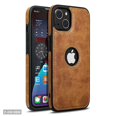 Imperium Leatherette Back Case for Apple iPhone 13 (with Logo Cut) Compatible for Apple iPhone 13 - Brown-thumb0