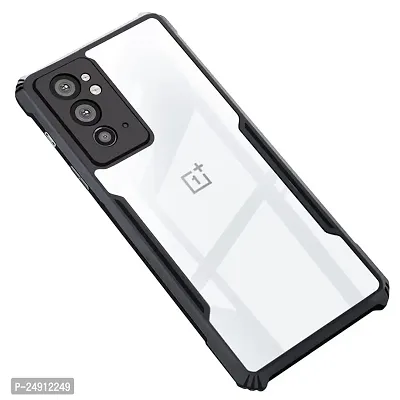 Imperium OnePlus 9RT Shockproof Bumper Crystal Clear Back Cover | 360 Degree Protection TPU+PC | Camera Protection | Acrylic Transparent Back Cover for OnePlus 9RT (Black)-thumb0