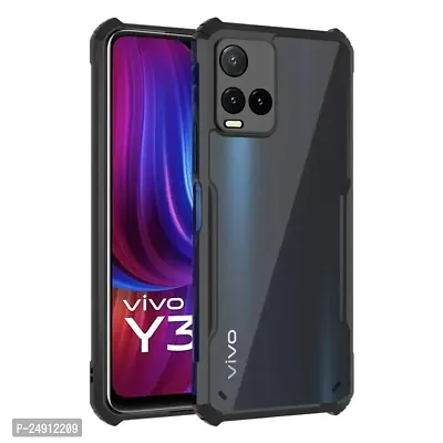 Imperium Vivo Y33s Shockproof Bumper Crystal Clear Back Cover | 360 Degree Protection TPU+PC | Camera Protection | Acrylic Transparent Back Cover for Vivo Y33s- Black.