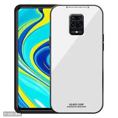 Imperium Toughened Glossy Hybrid Back Case for Redmi Note 9 Pro Max (Tempered Glass Back Panel + TPU Frame) Compatible for Redmi Note 9 Pro Max - White.