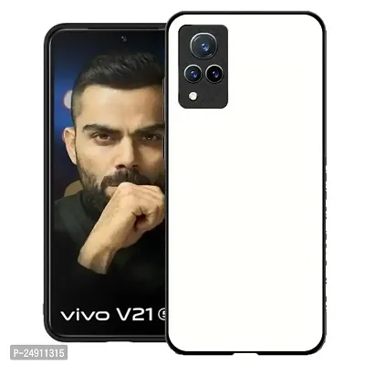 Imperium Toughened Glossy Hybrid Back Case for Vivo V21 5G (Tempered Glass Back Panel + TPU Frame) Compatible for Vivo V21 5G - White.