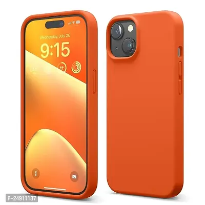 Imperium Silicone Back Case for Apple iPhone 15 |Liquid Silicone| Thin, Slim, Soft Rubber Gel Case | Raised Bezels for Extra Protection of Camera  Screen (Orange).
