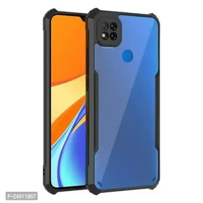 Imperium Poco C3 Shockproof Bumper Crystal Clear Back Cover | 360 Degree Protection TPU+PC | Camera Protection | Acrylic Transparent Back Cover for Poco C3 - Black.