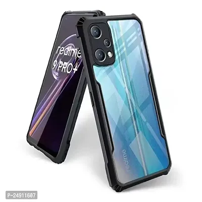 Imperium Realme 9 Pro Plus Shockproof Bumper Crystal Clear Back Cover | 360 Degree Protection TPU+PC | Camera Protection | Acrylic Transparent Back Cover for Realme 9 Pro Plus - Black.-thumb0