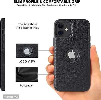 Imperium Leatherette Back Case for Apple iPhone 11 (with Logo Cut) Compatible for Apple iPhone 11 - Black-thumb2