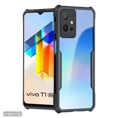 Imperium Vivo T1 5G Shockproof Bumper Crystal Clear Back Cover | 360 Degree Protection TPU+PC | Camera Protection | Acrylic Transparent Back Cover for Vivo T1 5G- Black.