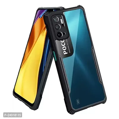 Imperium Poco M3 Pro Shockproof Bumper Crystal Clear Back Cover | 360 Degree Protection TPU+PC | Camera Protection | Acrylic Transparent Back Cover for Poco M3 Pro - Black.