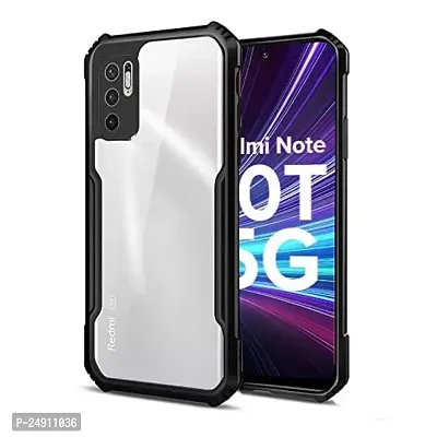 Imperium Redmi Note 10T 5G Shockproof Bumper Crystal Clear Back Cover | 360 Degree Protection TPU+PC | Camera Protection | Acrylic Transparent Back Cover for Redmi Note 10T 5G - Black.-thumb0