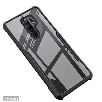 Imperium Poco M2 Shockproof Bumper Crystal Clear Back Cover | 360 Degree Protection TPU+PC | Camera Protection | Acrylic Transparent Back Cover for Poco M2 - Black.