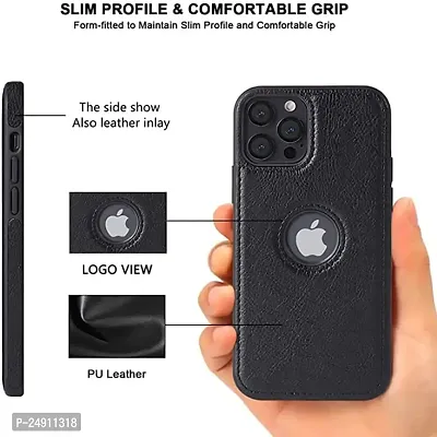 Imperium Leatherette Back Case for Apple iPhone 13 Pro Max (with Logo Cut) Compatible for Apple iPhone 13 Pro Max - Black-thumb2