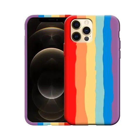 Imperium Ultra Slim Soft Silicon Anti-Slip Shockproof Protective Rainbow Pattern Cover for Apple iPhone 12 Pro