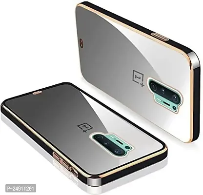Imperium Chrome Plated Transparent Silicone Back Cover for OnePlus 8 Pro (Black).