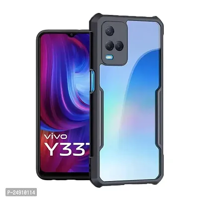 Imperium Vivo Y33T Shockproof Bumper Crystal Clear Back Cover | 360 Degree Protection TPU+PC | Camera Protection | Acrylic Transparent Back Cover for Vivo Y33T- Black.