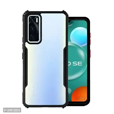 Imperium Vivo V20 SE Shockproof Bumper Crystal Clear Back Cover | 360 Degree Protection TPU+PC | Camera Protection | Acrylic Transparent Back Cover for Vivo V20 SE- Black.