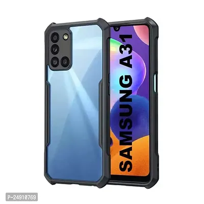 Imperium Samsung Galaxy A31 Shockproof Bumper Crystal Clear Back Cover | 360 Degree Protection TPU+PC | Camera Protection | Acrylic Transparent Back Cover for Samsung Galaxy A31- Black.