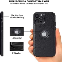 Imperium Leatherette Back Case for Apple iPhone 12 Pro (with Logo Cut) Compatible for Apple iPhone 12 Pro - Black-thumb1