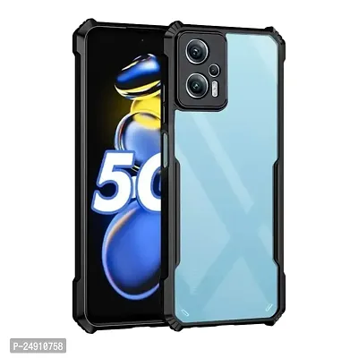 Imperium Redmi K50i Shockproof Bumper Crystal Clear Back Cover | 360 Degree Protection TPU+PC | Camera Protection | Acrylic Transparent Back Cover for Redmi K50i - Black.