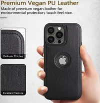 Imperium Leatherette Back Case for Apple iPhone 14 Pro (with Logo Cut) Compatible for Apple iPhone 14 Pro - Black-thumb2