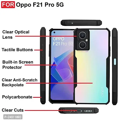 Imperium Oppo F21 Pro 5G Shockproof Bumper Crystal Clear Back Cover | 360 Degree Protection TPU+PC | Camera Protection | Acrylic Transparent Back Cover for Oppo F21 Pro 5G - Black.-thumb2