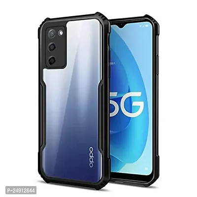 Imperium Oppo A53s Shockproof Bumper Crystal Clear Back Cover | 360 Degree Protection TPU+PC | Camera Protection | Acrylic Transparent Back Cover for Oppo A53s - Black.