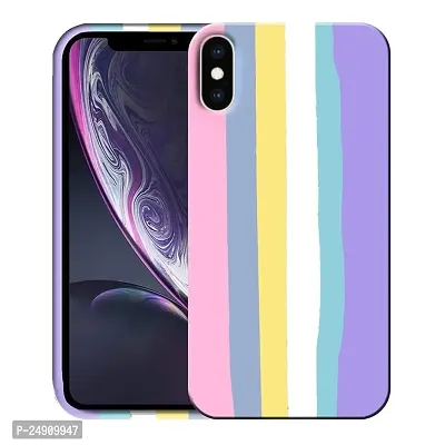 Imperium Ultra Slim Soft Silicon Anti-Slip Shockproof Protective Rainbow Pattern Cover for Apple iPhone Xs (Pink)