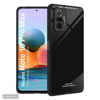 Imperium Toughened Glossy Hybrid Back Case for Redmi Note 10 Pro Max (Tempered Glass Back Panel + TPU Frame) Compatible for Redmi Note 10 Pro Max - Black.