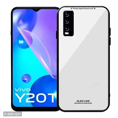 Imperium Toughened Glossy Hybrid Back Case for Vivo Y20T (Tempered Glass Back Panel + TPU Frame) Compatible for Vivo Y20T - White.-thumb0